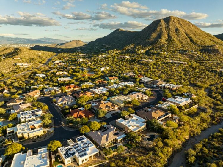 Scenic desert landscape and community near wellness resorts