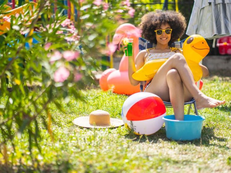 Playful backyard staycation with sunshine, relaxation, and joy