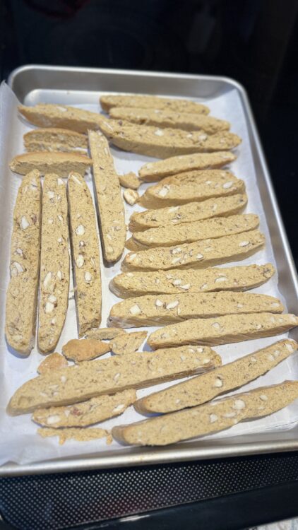 Homemade sourdough biscotti engaging senses through smell, touch, and taste