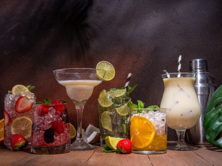 2 A vibrant lineup of Thirsty Thursday mindful cocktails and mocktails with citrus, berries, and herbs—celebrating mindful mixology and balance.