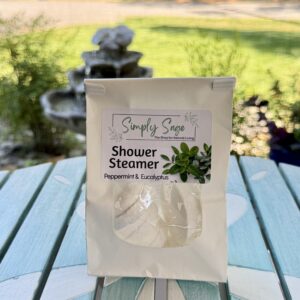 Simply Sage Peppermint & Eucalyptus Shower Steamer for a refreshing spa-inspired shower ritual and thoughtful housewarming gift.